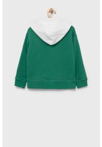 GAP bluza dziecięca kolor zielony z kapturem z aplikacją. Typ kołnierza: kaptur. Kolor: zielony. Materiał: poliester. Wzór: aplikacja #2