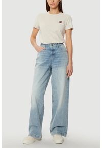 Tommy Jeans - TOMMY JEANS Beżowy damski t-shirt z małym logo, Rozmiar S. Kolor: beżowy #5