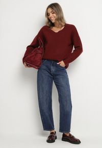 Born2be - Niebieskie Jeansy Mom Fit High Waist z Bawełny Nelimesa. Okazja: na co dzień. Stan: podwyższony. Kolor: niebieski. Styl: casual #7