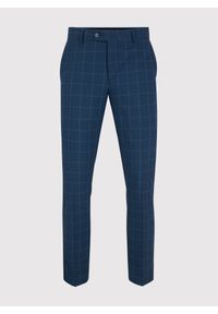 Pako Lorente - PAKO LORENTE – Męskie spodnie garniturowe w kolorze granatowym w niebieską kratkę. Kolor: niebieski. Materiał: poliester, elastan, wiskoza. Wzór: kratka #3