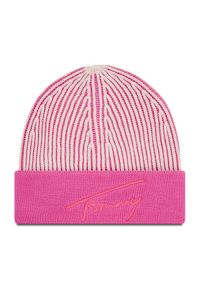 Tommy Jeans Czapka Tjw Logo Beanie AW0AW10713 Różowy. Kolor: różowy. Materiał: materiał