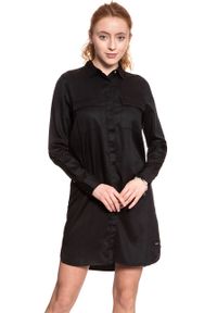 Wrangler - DAMSKA SUKIENKA WRANGLER LS UTILITY DRESS BLACK W9063LR01. Kolor: czarny. Materiał: jeans