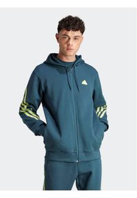 Adidas - adidas Bluza Future Icons 3-Stripes Full-Zip Hoodie IJ8878 Turkusowy Regular Fit. Kolor: turkusowy. Materiał: bawełna