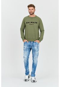 Balmain - BALMAIN Zielona męska bluza Flock&foil Sweatshirt, Rozmiar M. Kolor: zielony #2