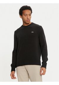 Lacoste Sweter AH2916 Czarny Regular Fit. Kolor: czarny. Materiał: wełna