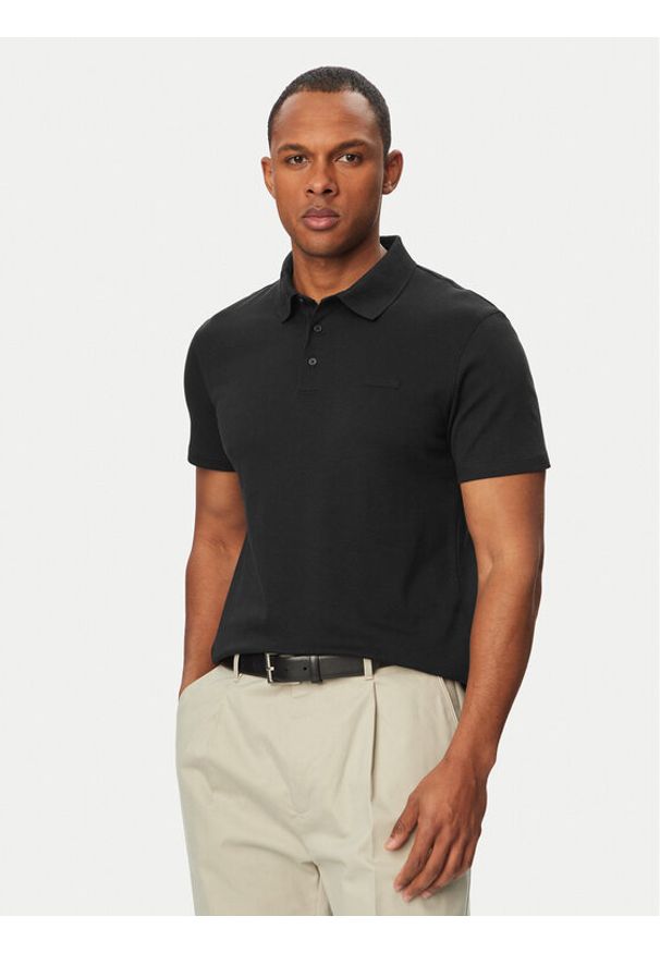 Calvin Klein Polo LV04LH204G Czarny Regular Fit. Typ kołnierza: polo. Kolor: czarny. Materiał: bawełna