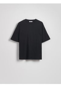 Reserved - Bawełniany t-shirt oversize - czarny. Kolor: czarny. Materiał: bawełna