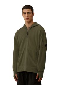 C.P. Company - C.P. COMPANY Zielona rozpinana bluza męska Hooded Open, Rozmiar XL. Okazja: na co dzień. Kolor: zielony. Materiał: bawełna. Styl: casual #4