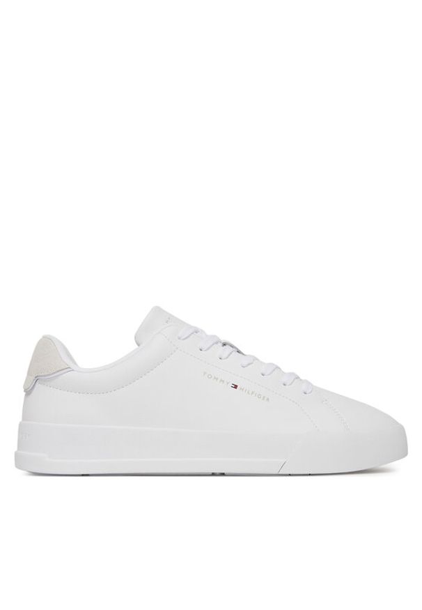 TOMMY HILFIGER - Tommy Hilfiger Sneakersy Th Court Lth Detail Ess FM0FM05367 Biały. Kolor: biały. Materiał: skóra