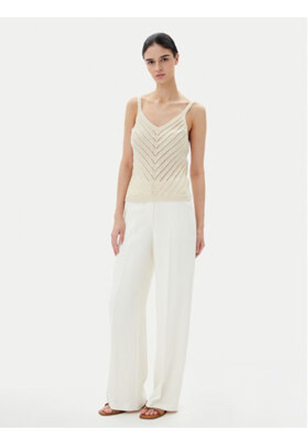 Vero Moda Top Peru 10326463 Beżowy Regular Fit. Kolor: beżowy. Materiał: bawełna