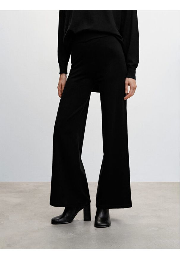 mango - Spodnie dzianinowe Mango. Kolor: czarny. Materiał: dzianina