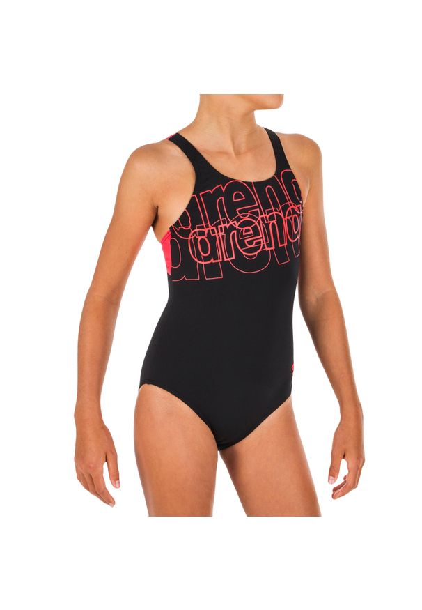 Strój Jednoczęściowy Pływacki Dla Dzieci Arena Spotlight Max Swim Pro. Kolor: wielokolorowy, czerwony, czarny. Materiał: poliester, materiał
