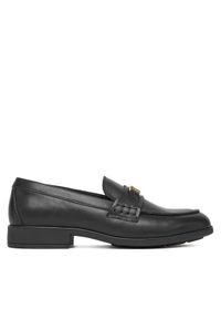TOMMY HILFIGER - Tommy Hilfiger Loafersy Th Logo Leather Loafer FW0FW08705 Czarny. Kolor: czarny. Materiał: skóra