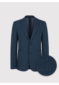 Pako Lorente - PAKO LORENTE - Granatowa marynarka w pepitkę z dzianiny. Kolor: niebieski. Materiał: dzianina. Sezon: jesień #3