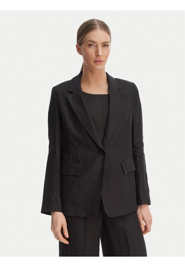 Marella Marynarka Vincita 2615041012 Czarny Regular Fit. Kolor: czarny. Materiał: len