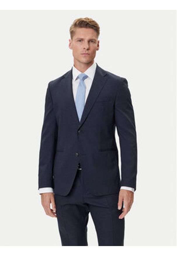 BOSS Garnitur C-Huge 50551777 Granatowy Slim Fit. Kolor: niebieski. Materiał: wełna