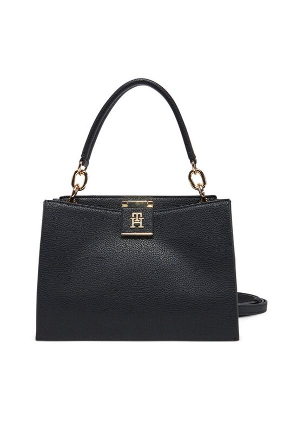 TOMMY HILFIGER - Tommy Hilfiger Torebka Th Her Mini Tote AW0AW17190 Czarny. Kolor: czarny. Materiał: skórzane