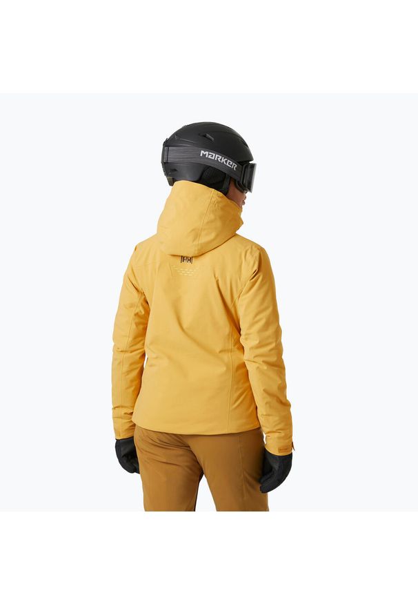 Damska kurtka narciarska Helly Hansen Alphelia Lifaloft. Kolor: żółty, beżowy, wielokolorowy. Technologia: Primaloft. Sezon: zima. Sport: narciarstwo