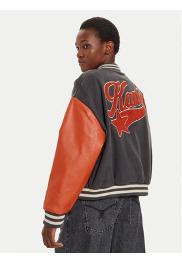 Karl Kani Kurtka bomber 61750001 Szary Loose Fit. Kolor: szary. Materiał: wełna, syntetyk