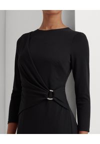 Lauren Ralph Lauren - LAUREN BY RALPH LAUREN - Czarna sukienka z ozdobnym detalem. Kolor: czarny. Materiał: tkanina. Długość rękawa: długi rękaw. Styl: elegancki #4