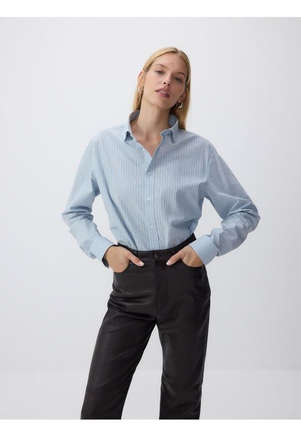 Reserved - Koszula regular fit z domieszką jedwabiu - wielobarwny. Materiał: jedwab