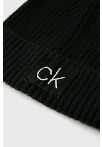 Calvin Klein - Czapka + szalik. Kolor: czarny. Materiał: bawełna, kaszmir, dzianina. Wzór: gładki #2