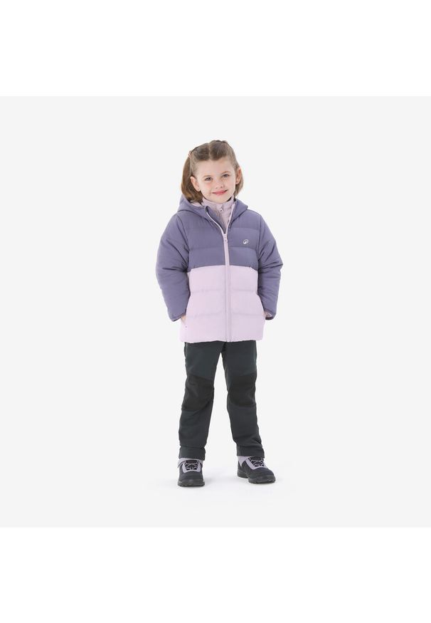quechua - Kurtka turystyczna zimowa dla dzieci NH500. Kolor: fioletowy. Materiał: polar, włókno, poliester, syntetyk, materiał, puch. Sezon: zima. Styl: sportowy
