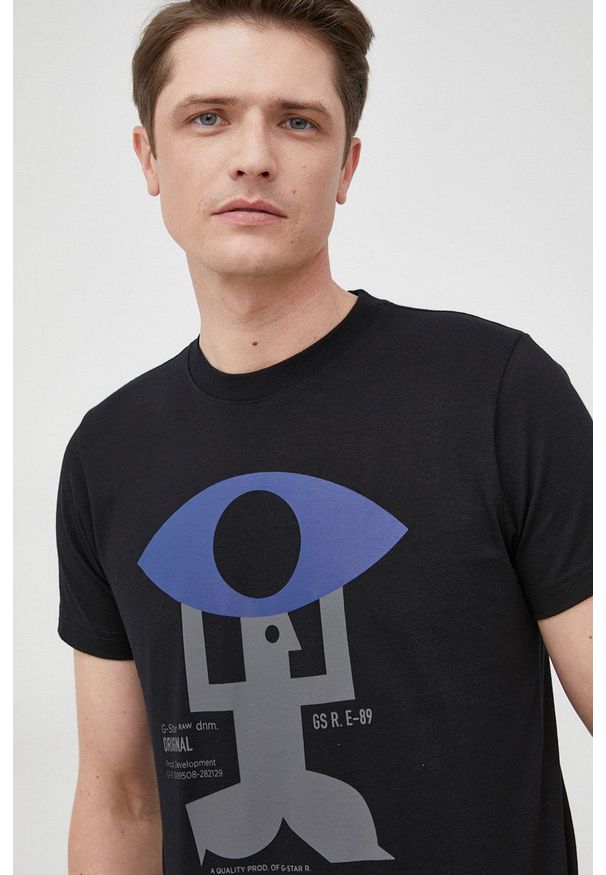 G-Star RAW - G-Star Raw t-shirt bawełniany kolor czarny z nadrukiem. Kolor: czarny. Materiał: bawełna. Wzór: nadruk