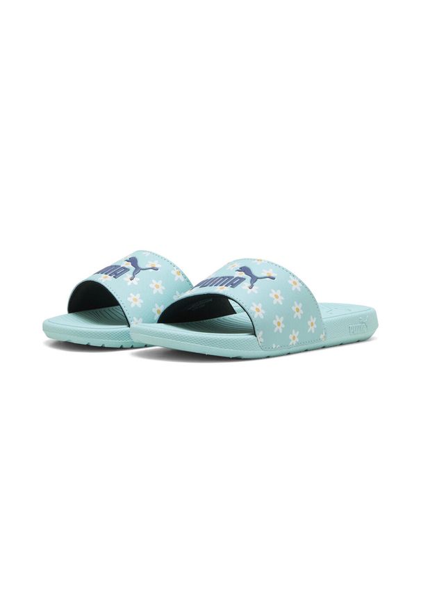 Puma - Dziecięce klapki Cool Cat 2.0 Daisies PUMA. Kolor: pomarańczowy, biały, wielokolorowy, niebieski. Wzór: nadruk