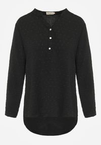 Renee - Czarna Bluzka z Guzikami z Tkaniny Plumeti Jorale. Kolor: czarny. Materiał: tkanina. Styl: elegancki #4