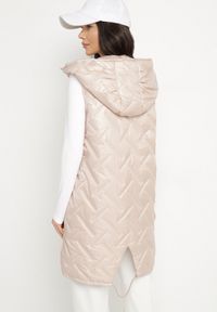 Born2be - Różowa Pikowana Kamizelka z Kapturem i Ozdobną Naszywką Liselilia. Okazja: na co dzień. Typ kołnierza: kaptur. Kolor: różowy. Materiał: jeans. Wzór: aplikacja. Styl: casual, elegancki, sportowy #7