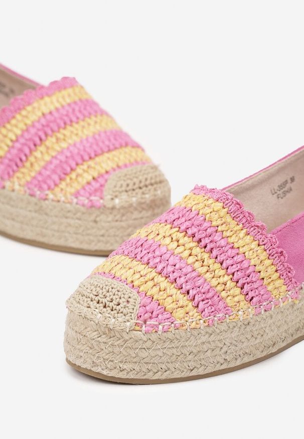 Born2be - Fuksjowe Espadryle na Grubej Plecionej Podeszwie Leline. Okazja: na co dzień. Kolor: różowy. Styl: casual