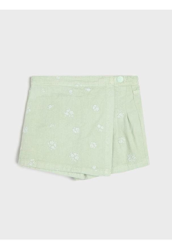 Sinsay - Spódnico-spodenki z haftowanym motywem kwiatowym - turkusowy. Kolor: turkusowy. Wzór: haft, kwiaty