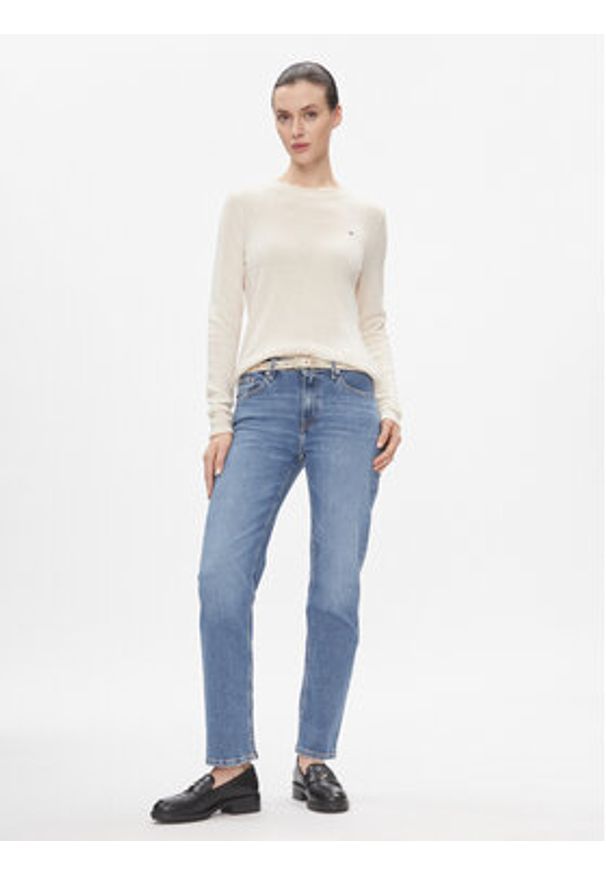 TOMMY HILFIGER - Tommy Hilfiger Sweter Soft Wool C-Nk Sweater WW0WW40264 Żółty Regular Fit. Kolor: żółty. Materiał: wełna