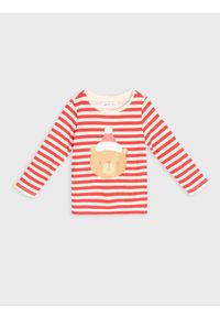 Sinsay - Bawełniana koszulka z nadrukiem świątecznym - kremowy. Kolor: kremowy. Materiał: bawełna. Wzór: nadruk. Styl: wizytowy #1