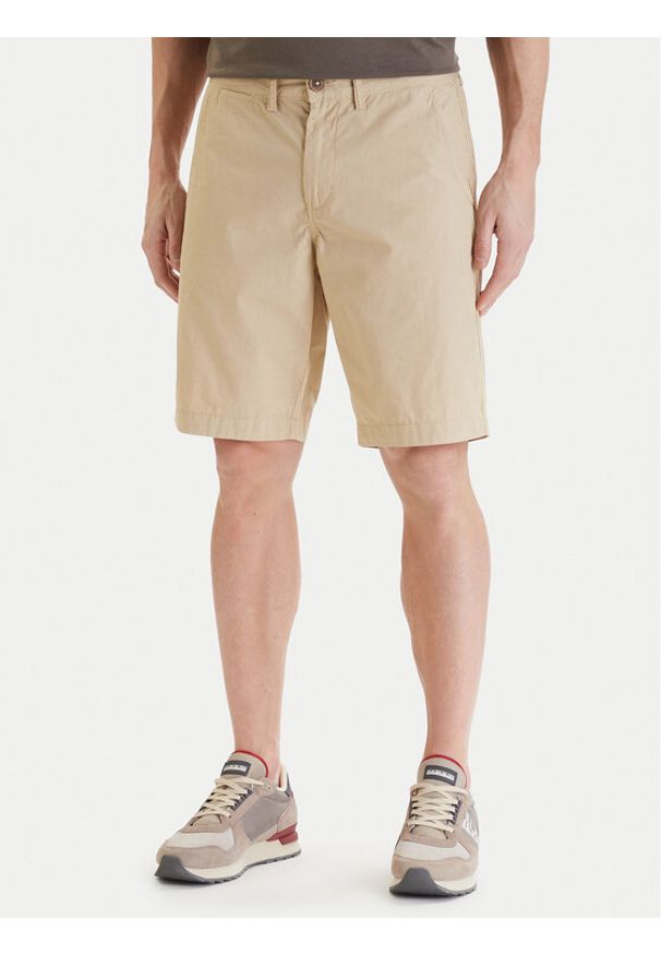 Napapijri Szorty materiałowe Nakuru 6 NP0A4HRV Beżowy Regular Fit. Kolor: beżowy. Materiał: bawełna