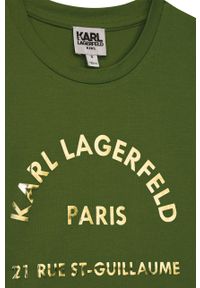 Karl Lagerfeld t-shirt dziecięcy Z15351.114.150 kolor zielony. Kolor: zielony. Długość rękawa: krótki rękaw. Długość: krótkie. Wzór: nadruk #3