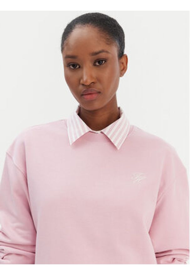 TOMMY HILFIGER - Tommy Hilfiger Bluza Script WW0WW49418 Różowy Regular Fit. Kolor: różowy. Materiał: bawełna