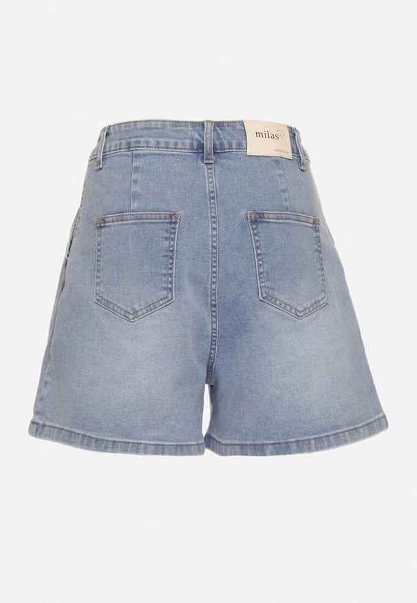 Born2be - Niebieskie Bawełniane Szorty Jeansowe o Luźnym Kroju z Wysokim Stanem Liaette. Okazja: na co dzień. Stan: podwyższony. Kolor: niebieski. Materiał: jeans, bawełna. Styl: elegancki, casual