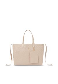 TOMMY HILFIGER - Tommy Hilfiger Torebka Iconic Tommy Tote Mono AW0AW15572 Beżowy. Kolor: beżowy