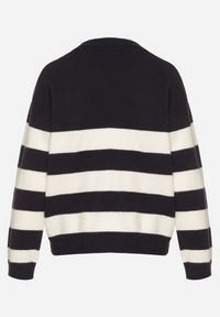 Born2be - Granatowy Sweter z Dodatkiem Kaszmiru o Prostym Kroju w Paski Venlire. Okazja: na co dzień. Kolor: niebieski. Materiał: kaszmir. Wzór: paski. Styl: casual, klasyczny #5