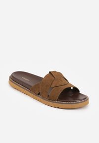 Born2be - Zielone Klapki VICES z Przeplatanymi Paskami Anreene. Okazja: na co dzień. Kolor: zielony. Materiał: len. Wzór: paski. Styl: casual, klasyczny, elegancki #6