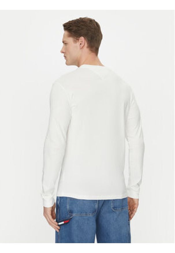 Tommy Jeans Longsleeve Linear DM0DM21138 Biały Slim Fit. Kolor: biały. Materiał: bawełna. Długość rękawa: długi rękaw