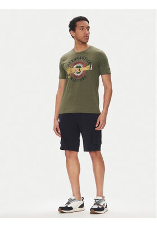 Aeronautica Militare T-Shirt 251TS2414J641 Khaki Regular Fit. Kolor: brązowy. Materiał: bawełna