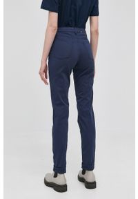 Trussardi Jeans - Trussardi Spodnie damskie kolor granatowy dopasowane medium waist. Kolor: niebieski. Materiał: tkanina #4