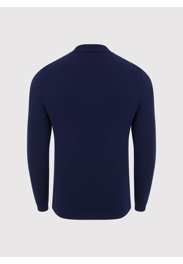 Pako Lorente - PAKO LORENTE – Męski granatowy sweter z kołnierzykiem polo. Typ kołnierza: polo. Kolor: czarny, niebieski. Materiał: wełna. Sezon: zima, jesień