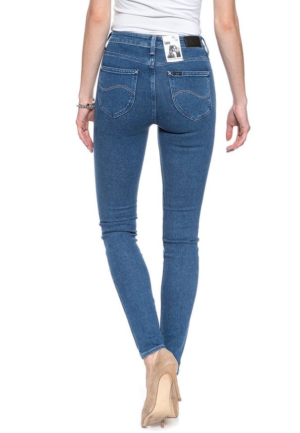 Lee - SPODNIE DAMSKIE LEE SCARLETT HIGH ZIPPER BLUE BLACK L30BROEX 112106314. Stan: podwyższony