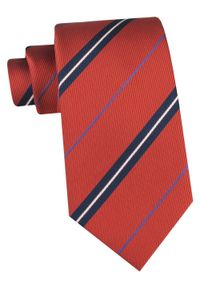 Klasyczny Krawat Klubowy - Alties - Pomarańczowy w Prążek. Kolor: pomarańczowy. Materiał: tkanina. Wzór: prążki. Styl: klasyczny #1