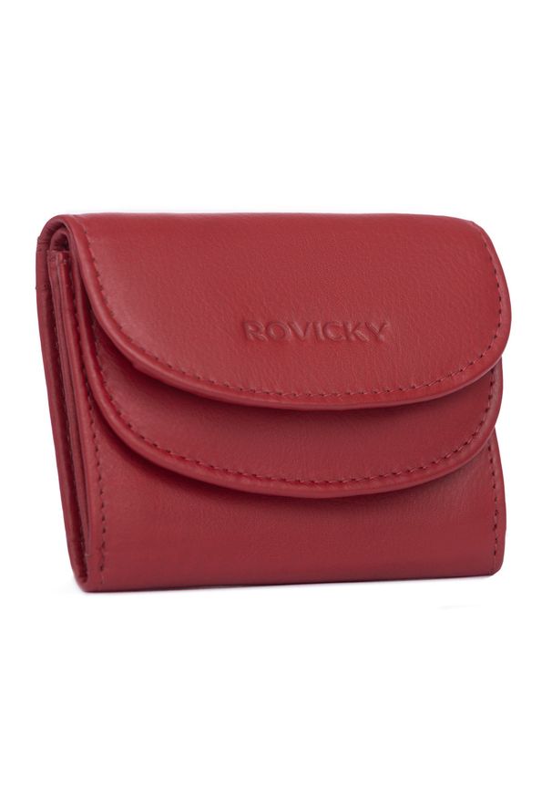 ROVICKY - Portfel damski Rovicky R-19-LFN czerwony. Kolor: czerwony. Materiał: skóra