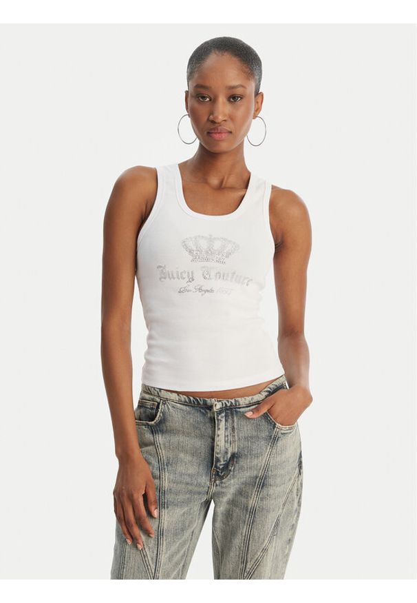 Juicy Couture Top Gothic Crown JCBLV126807 Biały Slim Fit. Kolor: biały. Materiał: bawełna